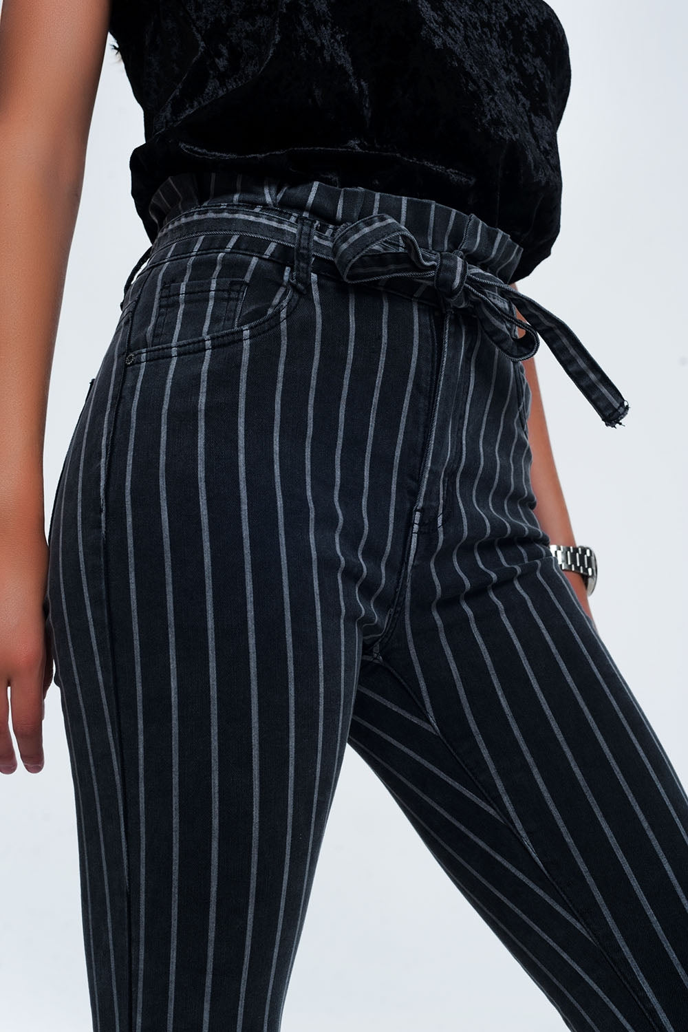 Grey skinny jeans with stripes | Just Cool Beans — jeans | the denim shop