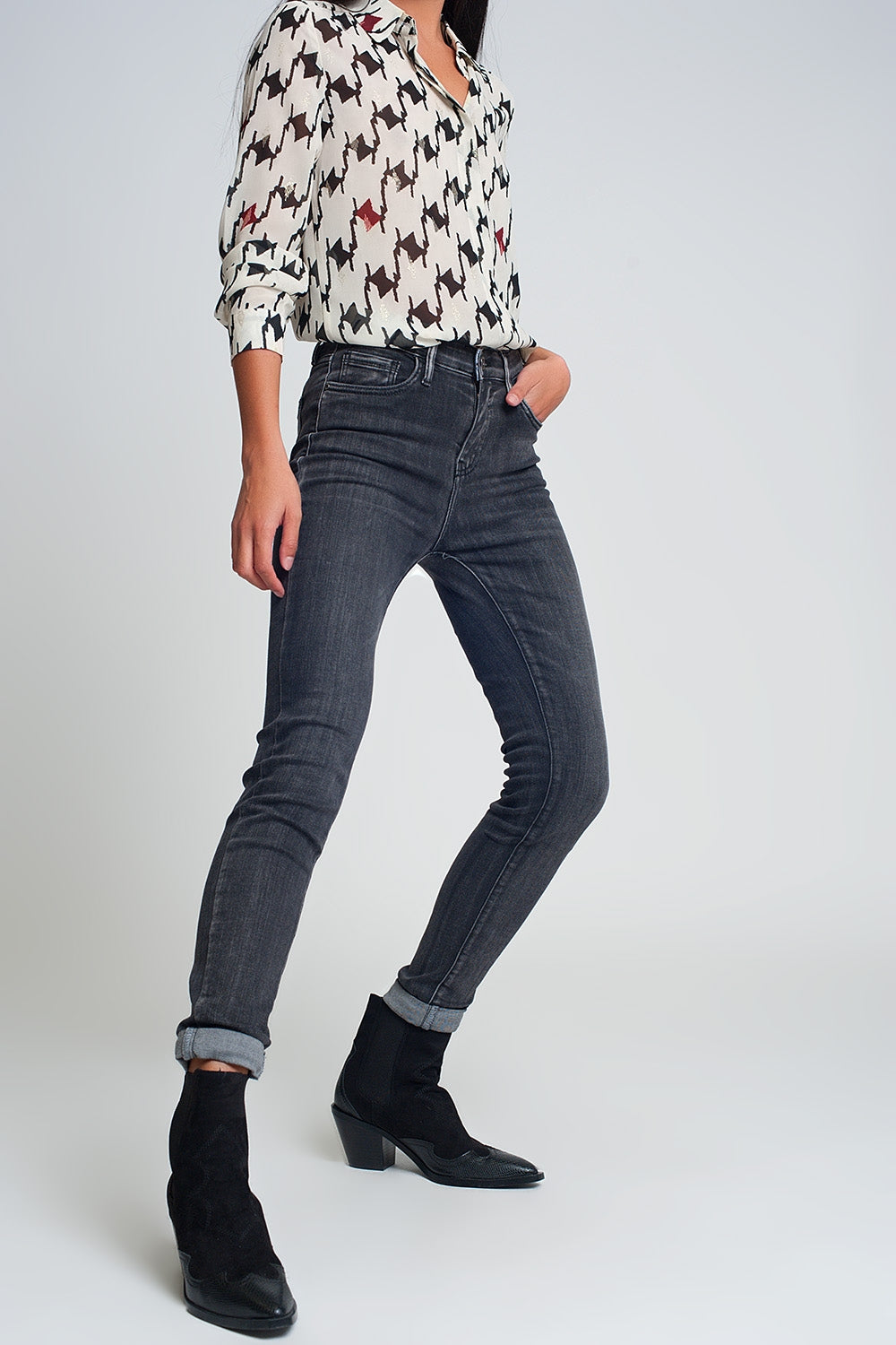 High rise skinny jeans in washed black | Just Cool Beans — jeans | the denim shop