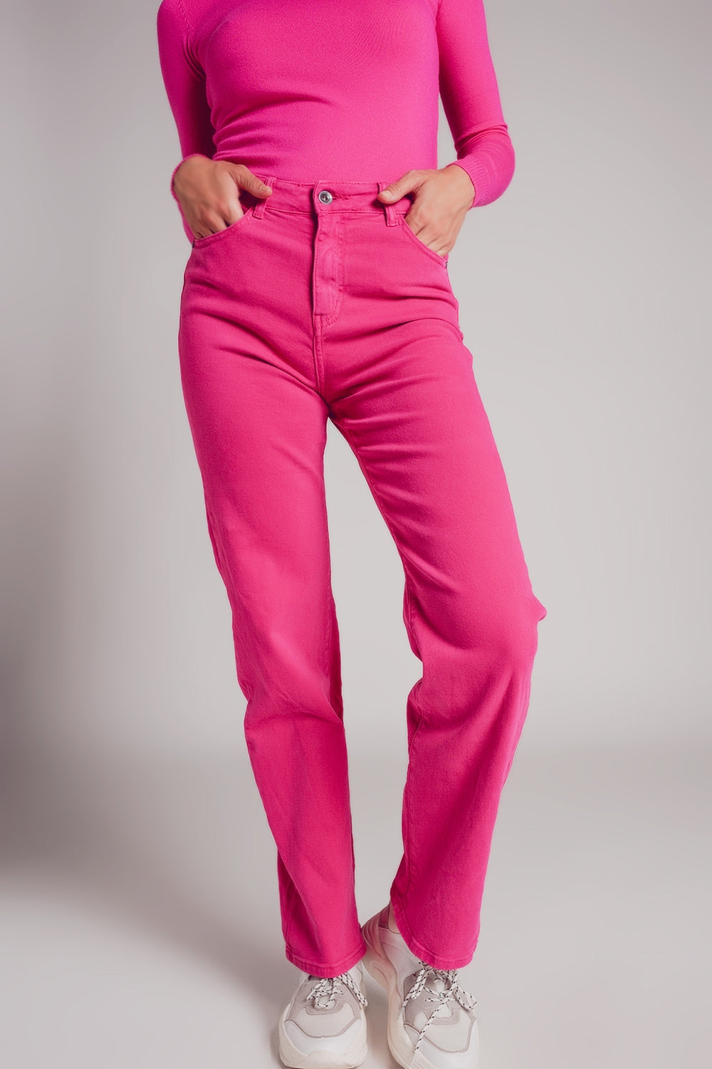 High rise slouchy mom jeans in fuchsia | Just Cool Beans — jeans | the denim shop