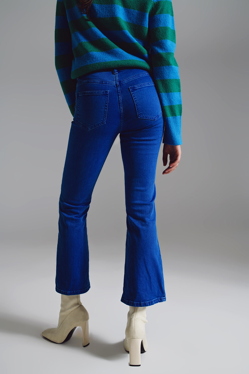 High waist flair jeans in blue | Just Cool Beans