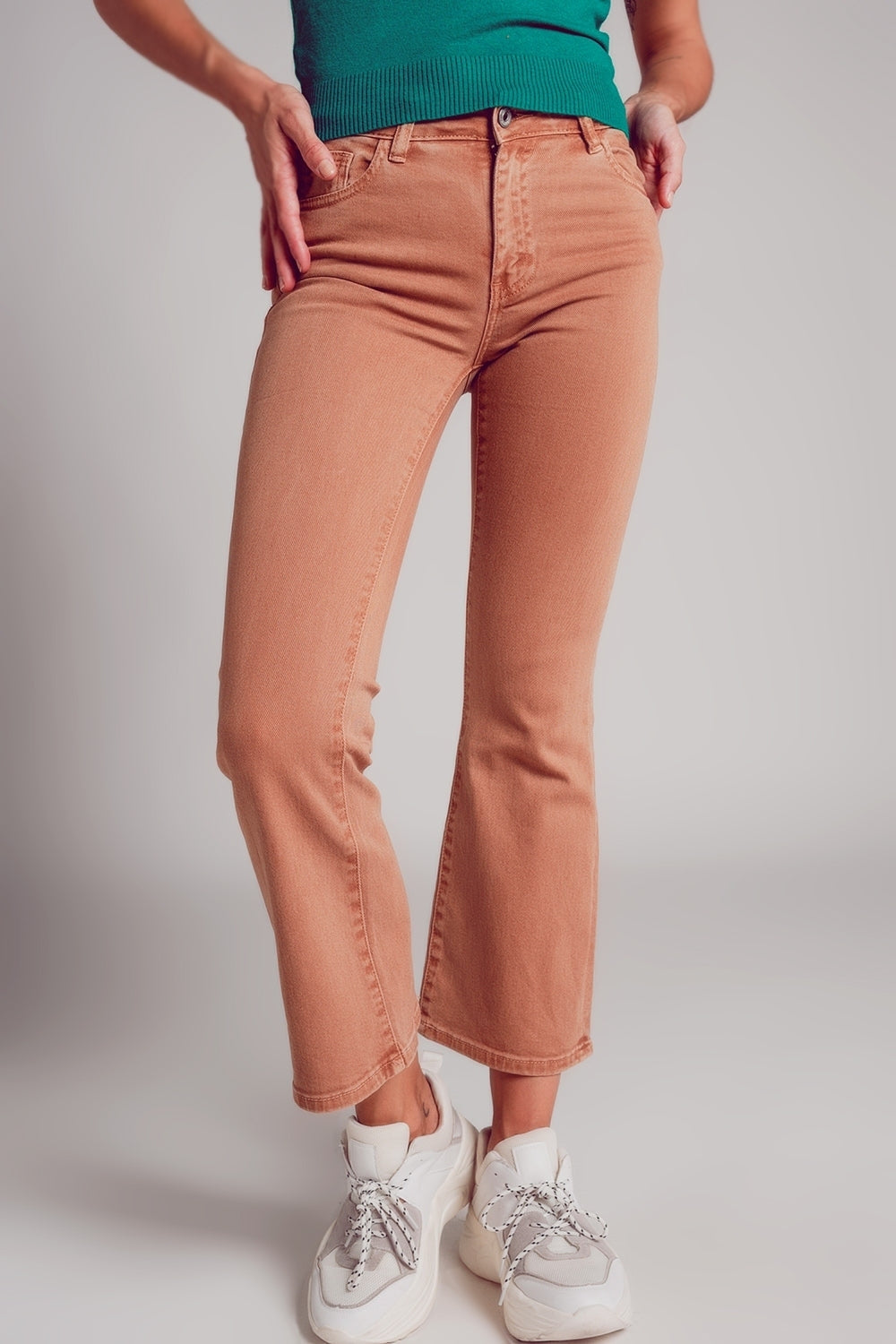 High waist flare jean in camel | Just Cool Beans — jeans | the denim shop