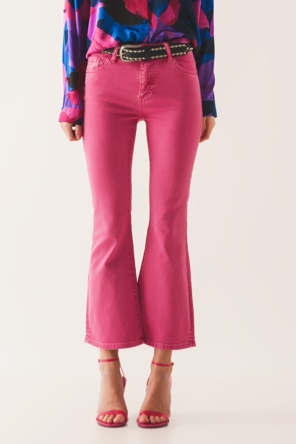 High waist flare jean in pink | Just Cool Beans