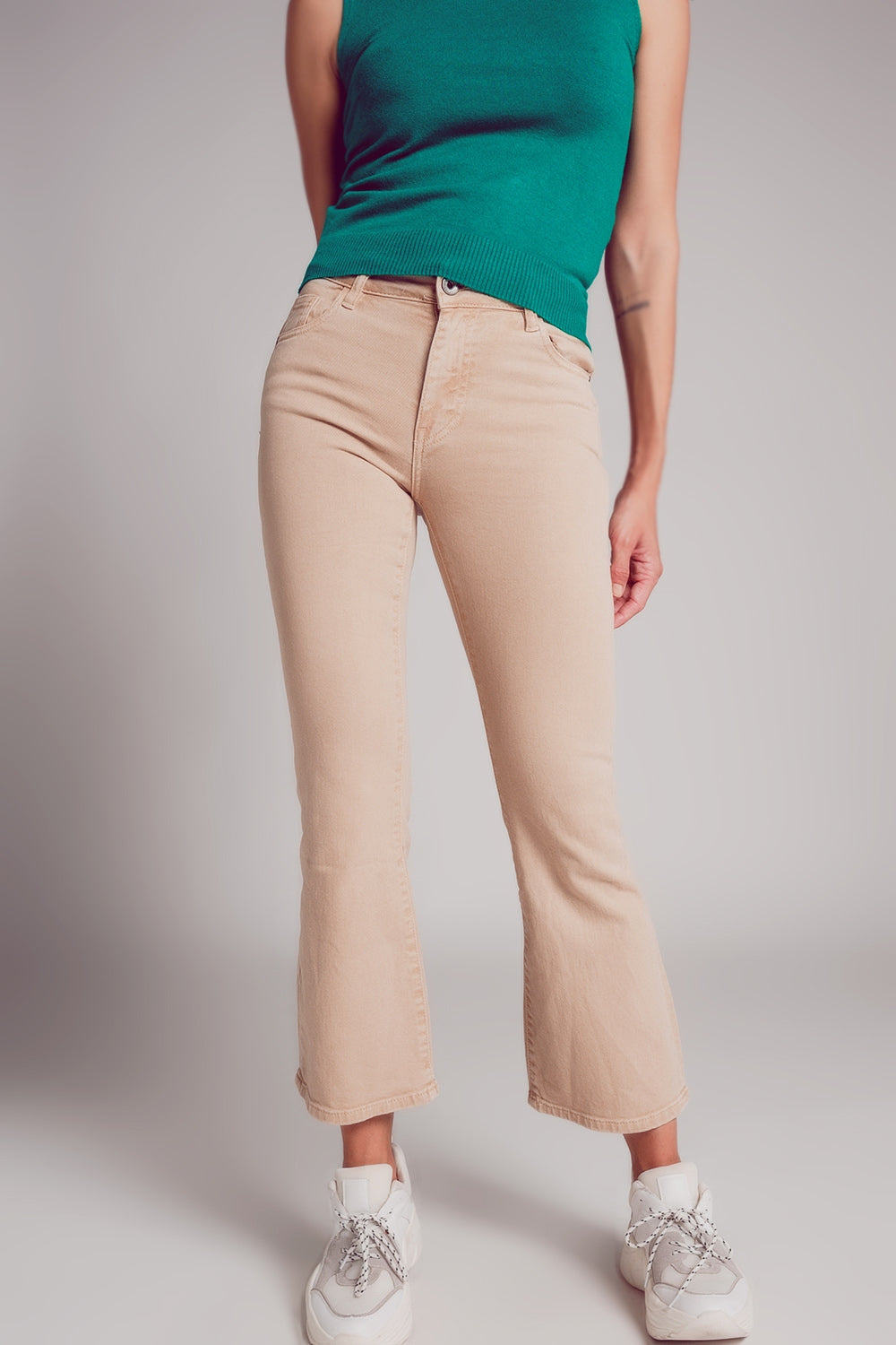 High waist flare jean in sand | Just Cool Beans — jeans | the denim shop