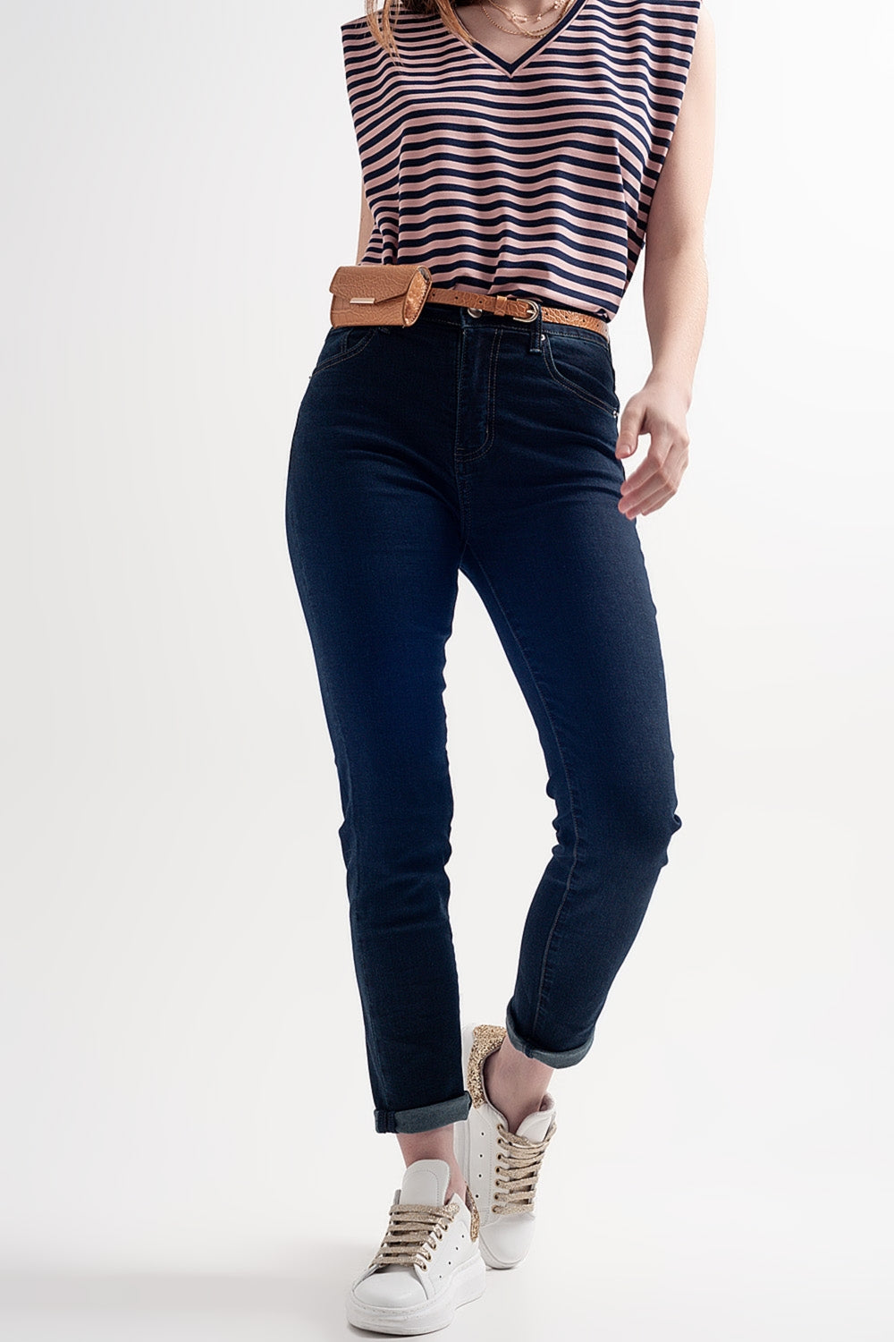 High waist skinny jeans in dark blue | Just Cool Beans — jeans | the denim shop
