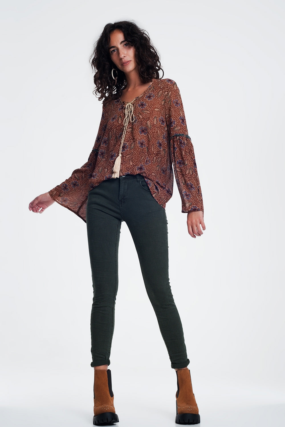 High waist skinny jeans in khaki | Just Cool Beans