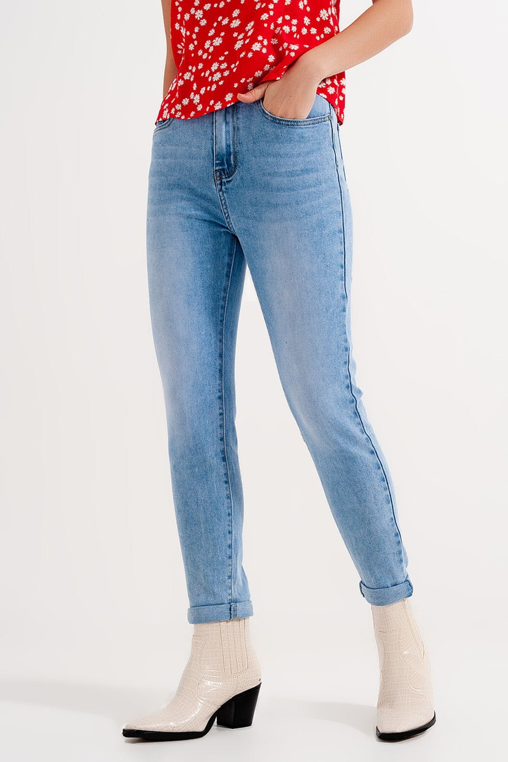 High waist skinny jeans in light blue | Just Cool Beans — jeans | the denim shop