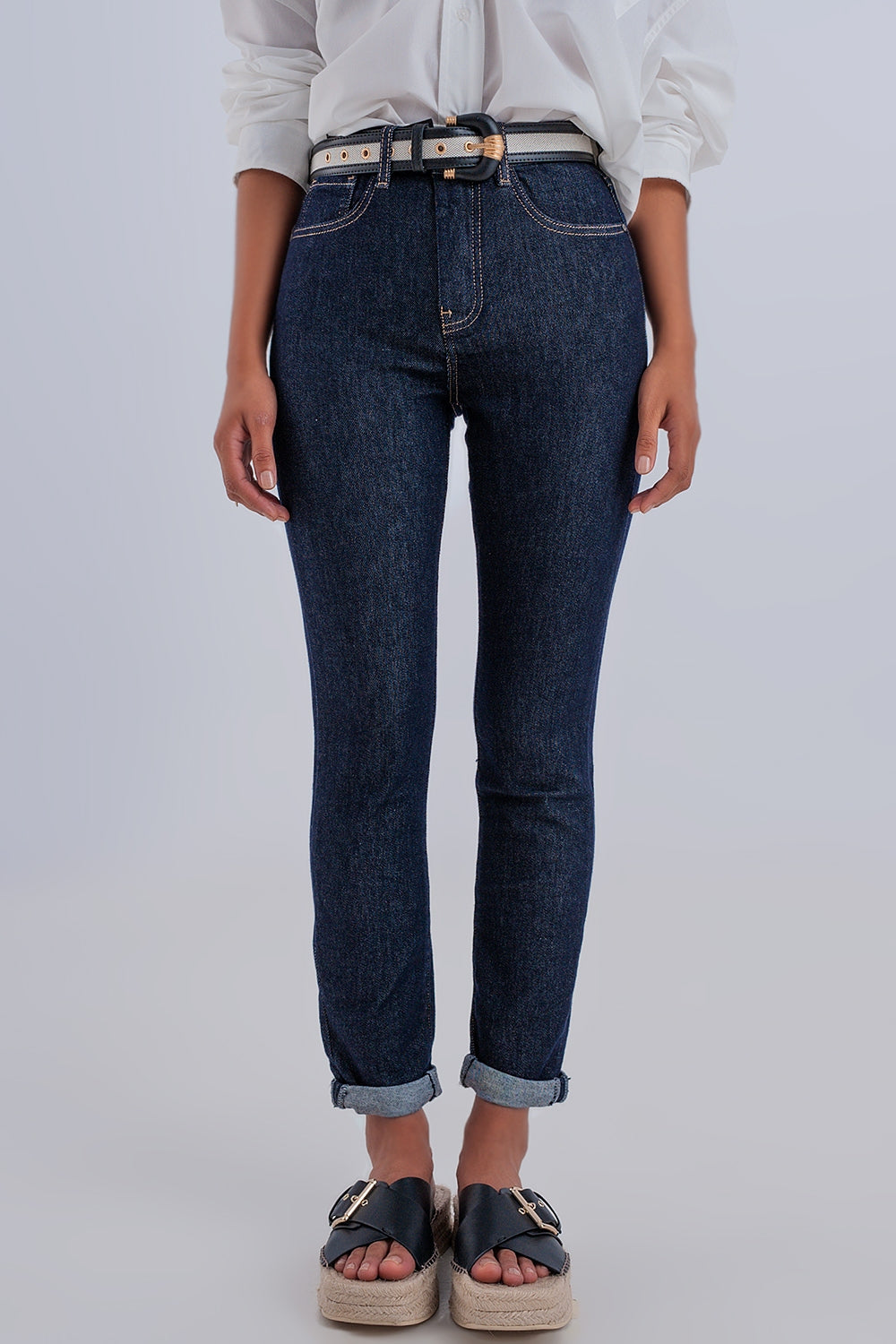 High waisted basic jean in dark blue | Just Cool Beans — jeans | the denim shop