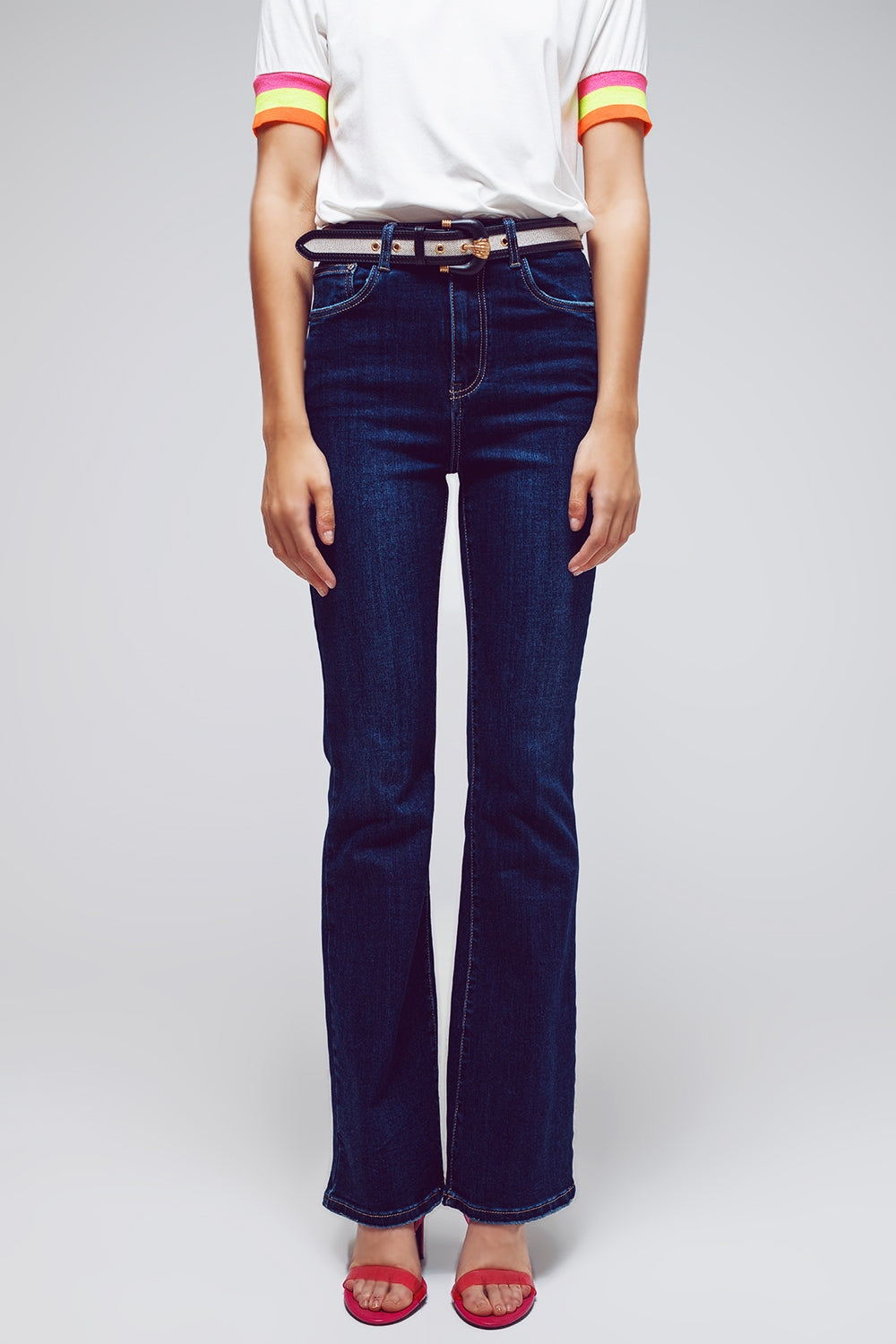 High waisted flared jeans in dark wash | Just Cool Beans — jeans | the denim shop