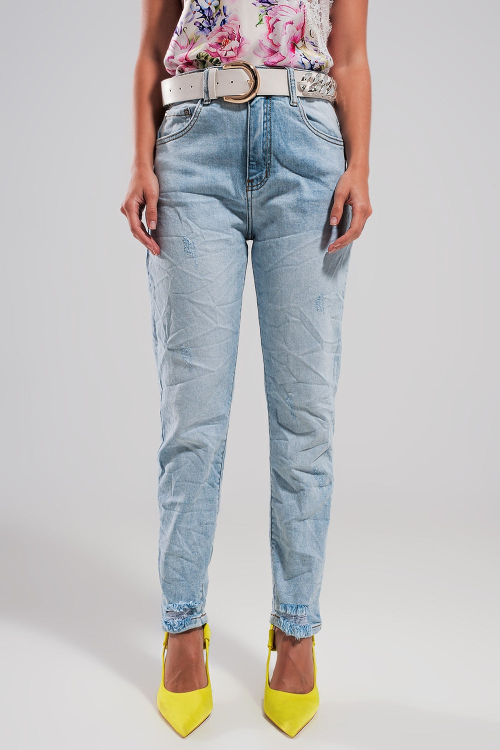 High waisted ripped jeans in light blue | Just Cool Beans — jeans | the denim shop
