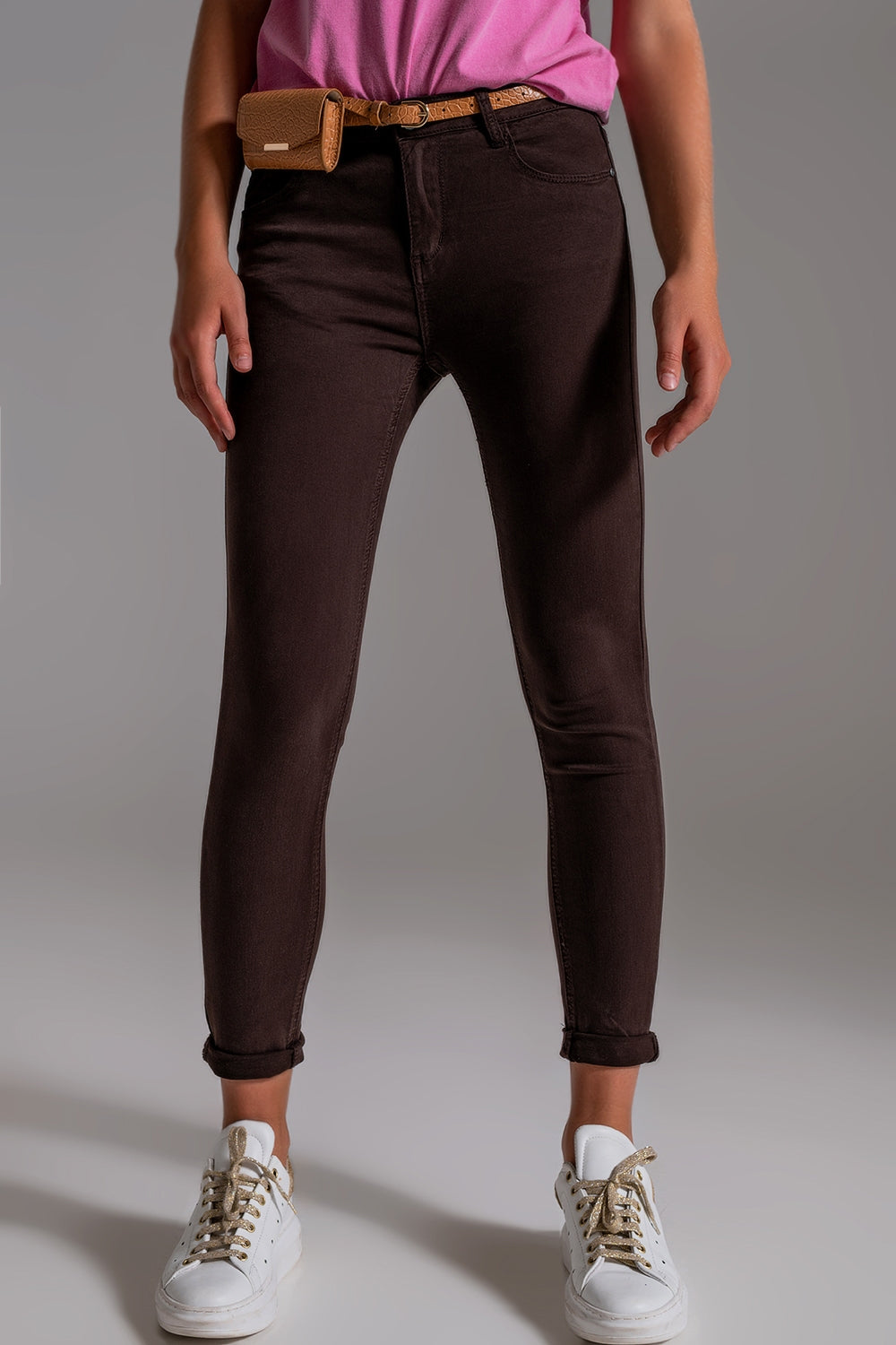 High waisted skinny jeans in brown | Just Cool Beans — jeans | the denim shop