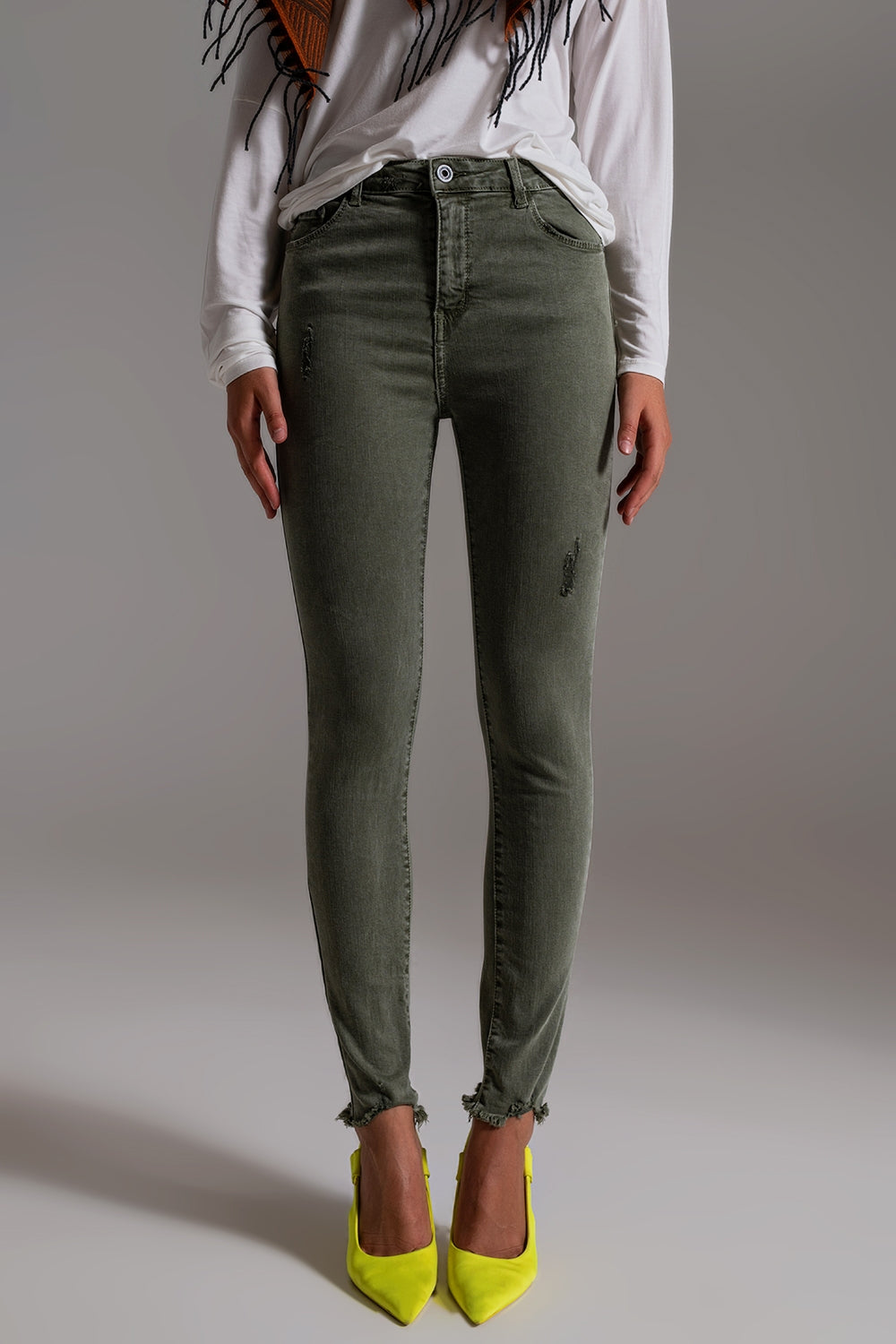 High waisted skinny jeans in khaki | Just Cool Beans — jeans | the denim shop
