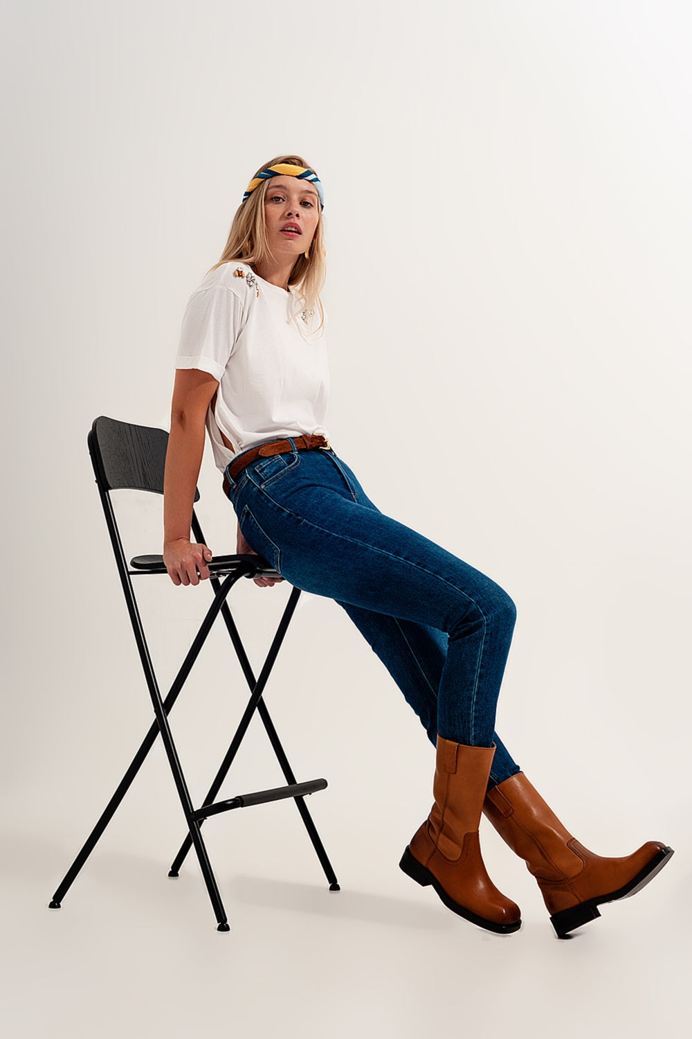 High waisted super skinny jeans in dark blue with high quality elastic | Just Cool Beans — jeans | the denim shop