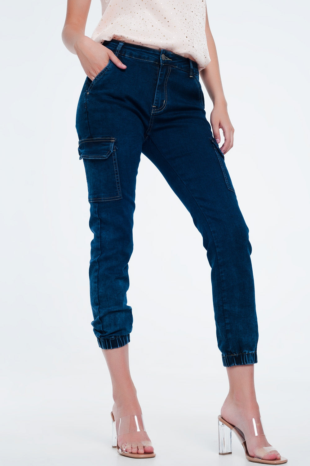 Jeans in navy with cargo pockets | Just Cool Beans — jeans | the denim shop