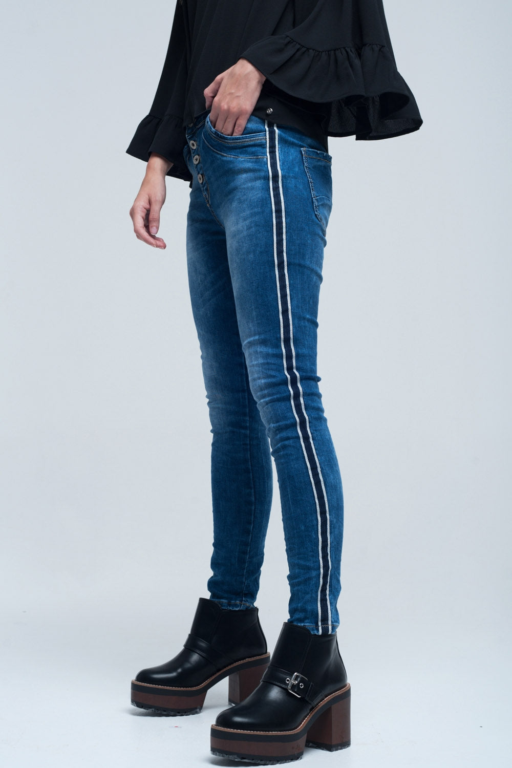 Jeans skinny with stripes on the side | Just Cool Beans — jeans | the denim shop