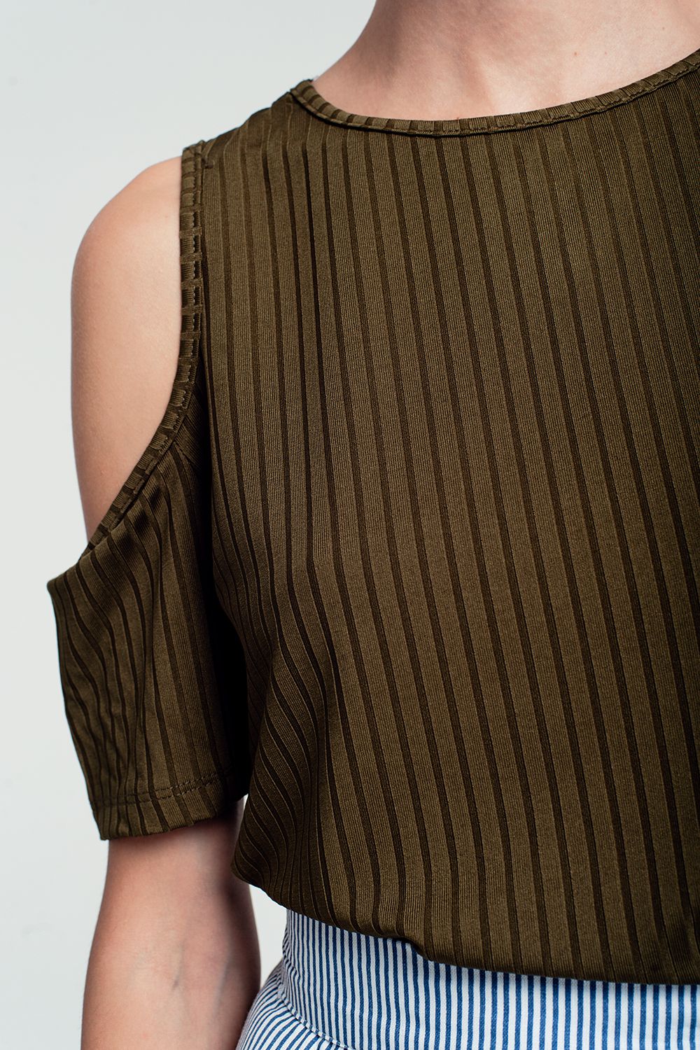 Khaki cold shoulder top | Just Cool Beans