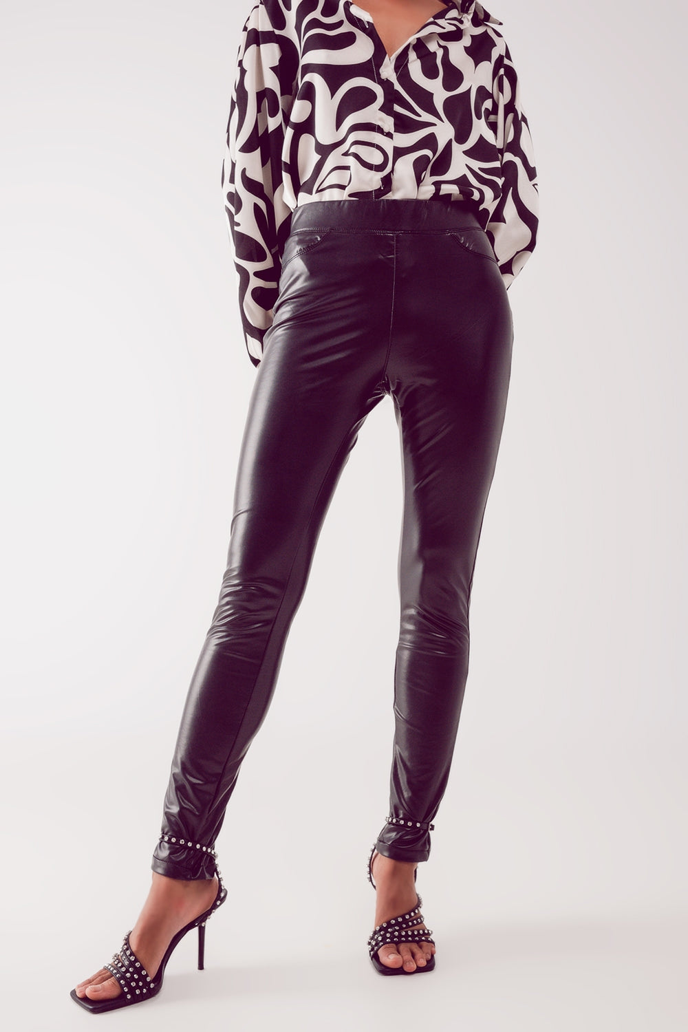 Leather look leggings in black | Just Cool Beans — pants | bottoms