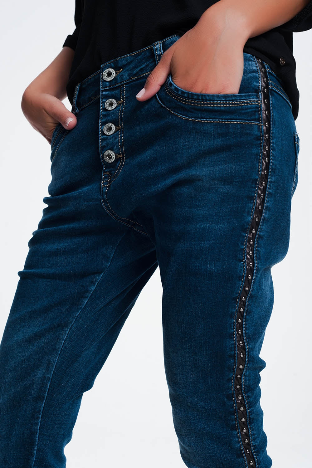 Leather look studded jeans | Just Cool Beans — jeans | the denim shop