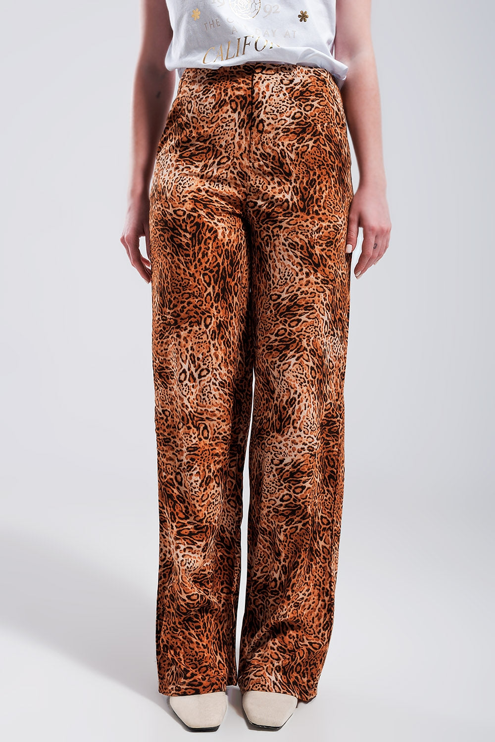 Leopard print wide leg pants in brown | Just Cool Beans — pants | bottoms