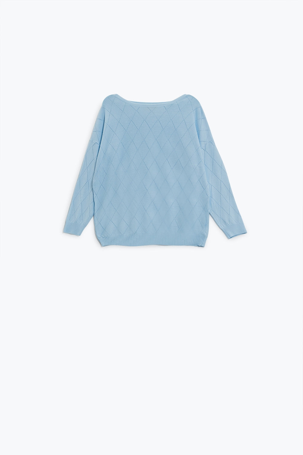 Light blue sweater in argyle print with boat neck | Just Cool Beans — sweaters | tops