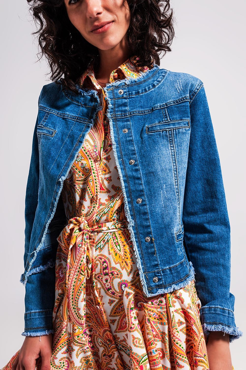 Light wash denim jacket with raw hem edge | Just Cool Beans — coats and jackets | jackets