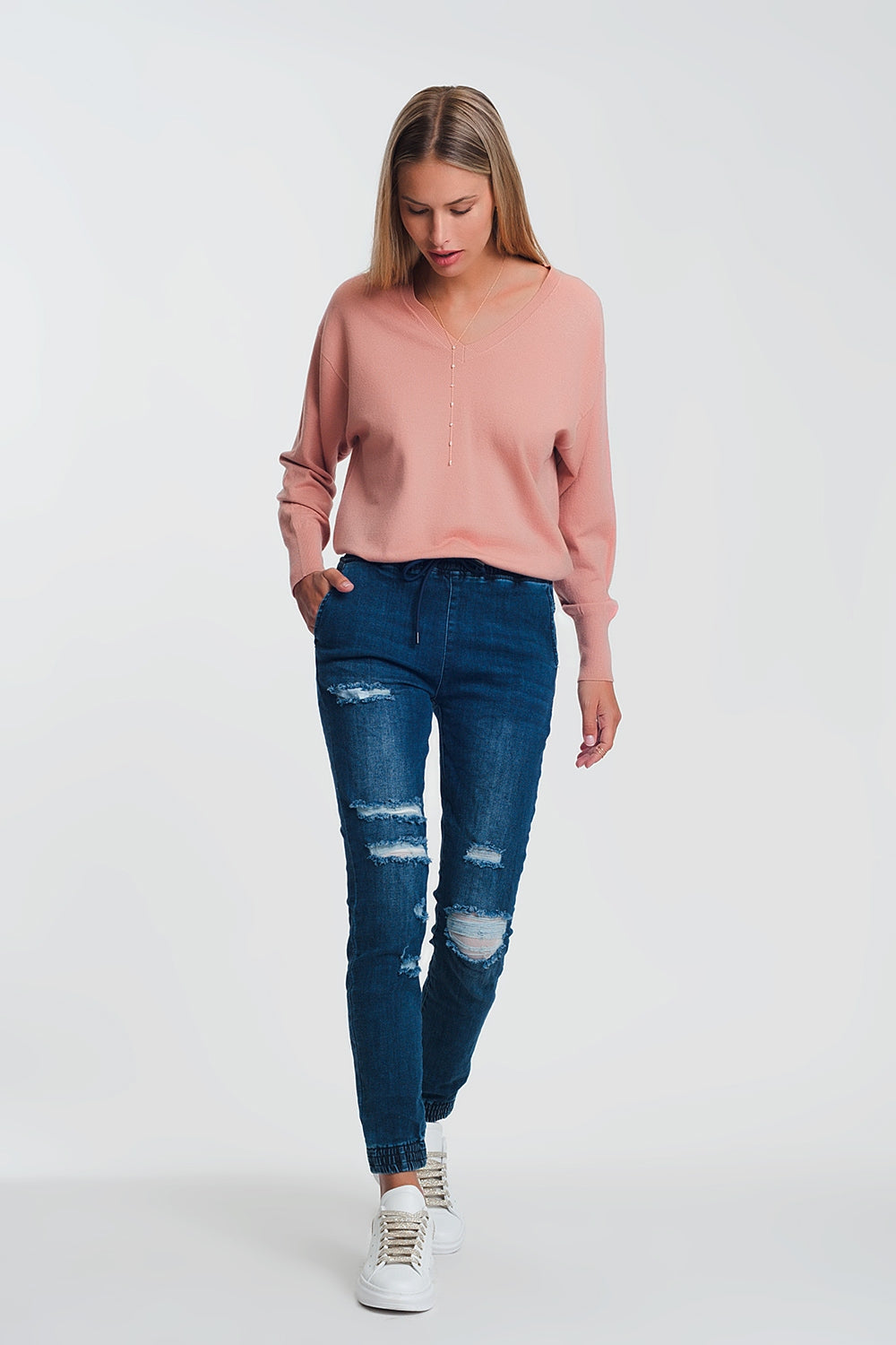 Lightweight jogger jeans in dark denim | Just Cool Beans