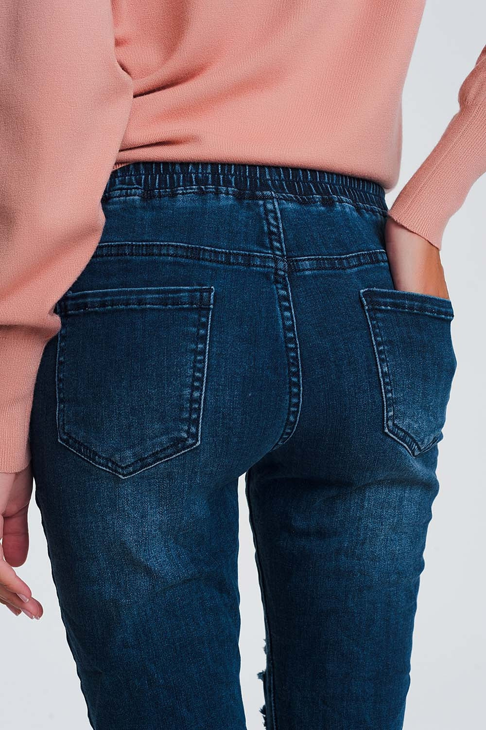 Lightweight jogger jeans in dark denim | Just Cool Beans