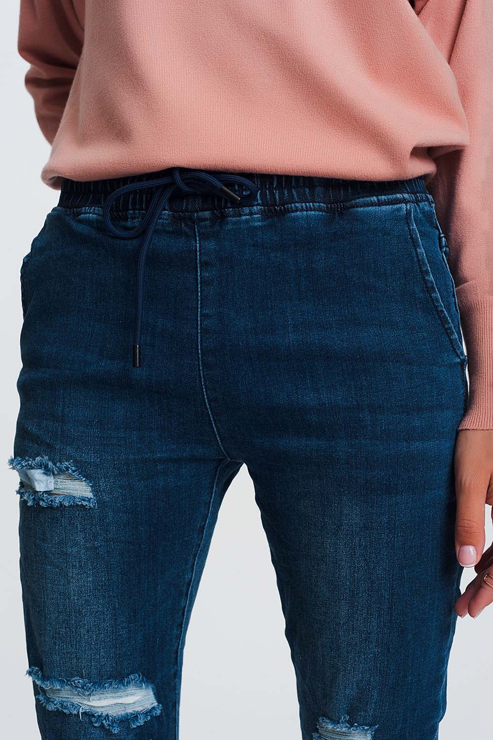 Lightweight jogger jeans in dark denim | Just Cool Beans