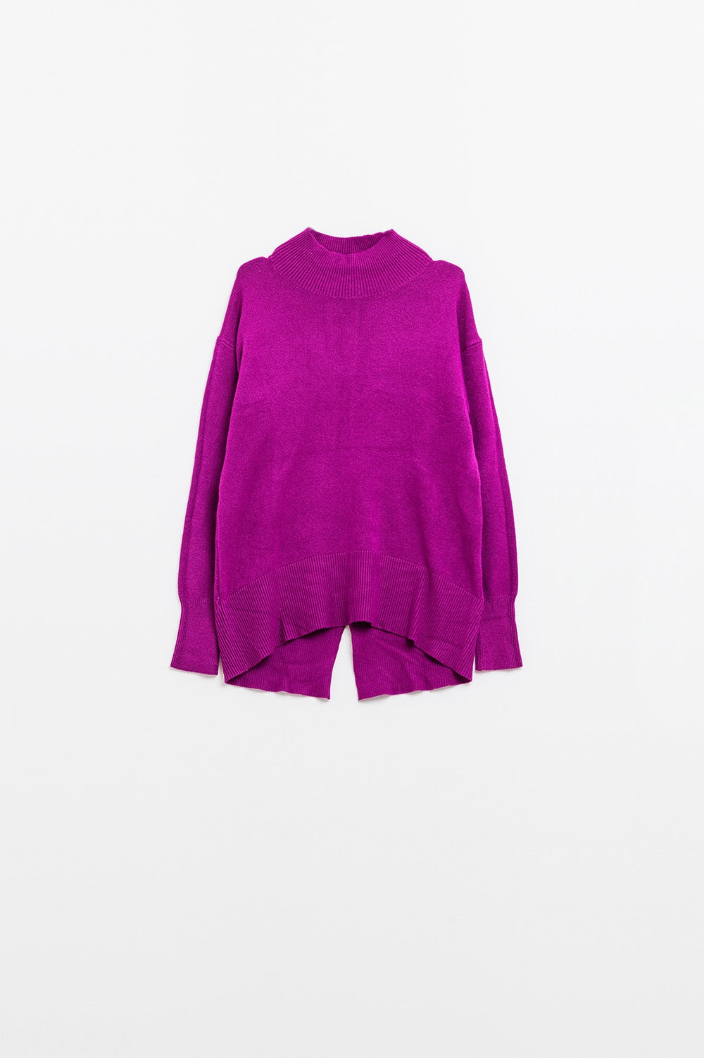 Loose fuchsia sweater with open back detail | Just Cool Beans — sweaters | tops