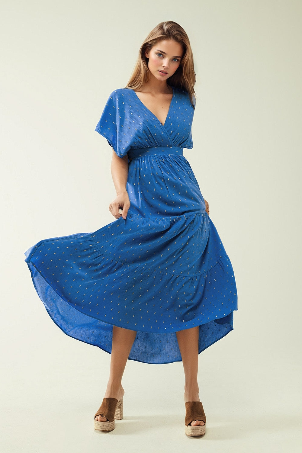 Loose maxi blue dress sith golden details | Just Cool Beans — dresses