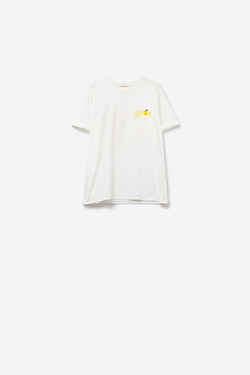 Made in italy white t-shirt with lemon graphic | Just Cool Beans — tops