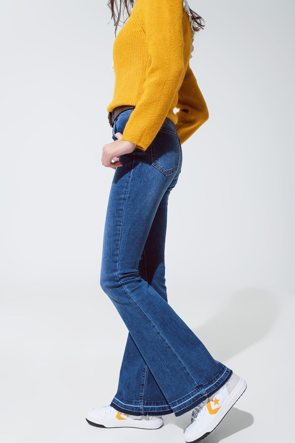 Medium blue skinny flared jeans | Just Cool Beans — jeans | the denim shop