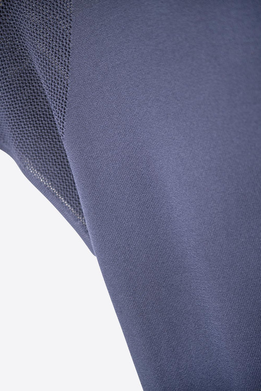 Navy Short Sleeve Sweater with Knitted Mesh on the Shoulder