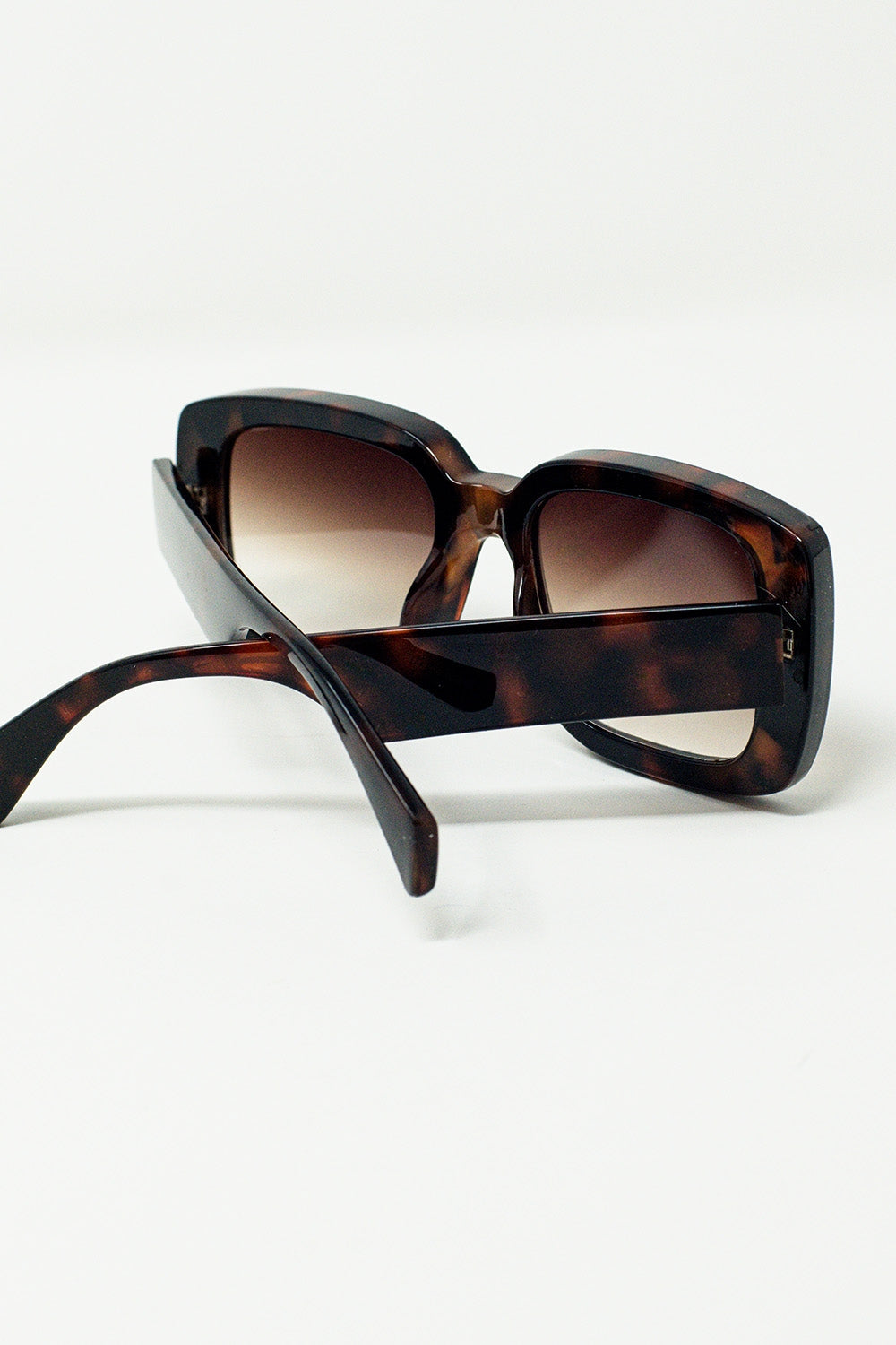 Oversized rectangular sunglasses with wide frame in brown | Just Cool Beans