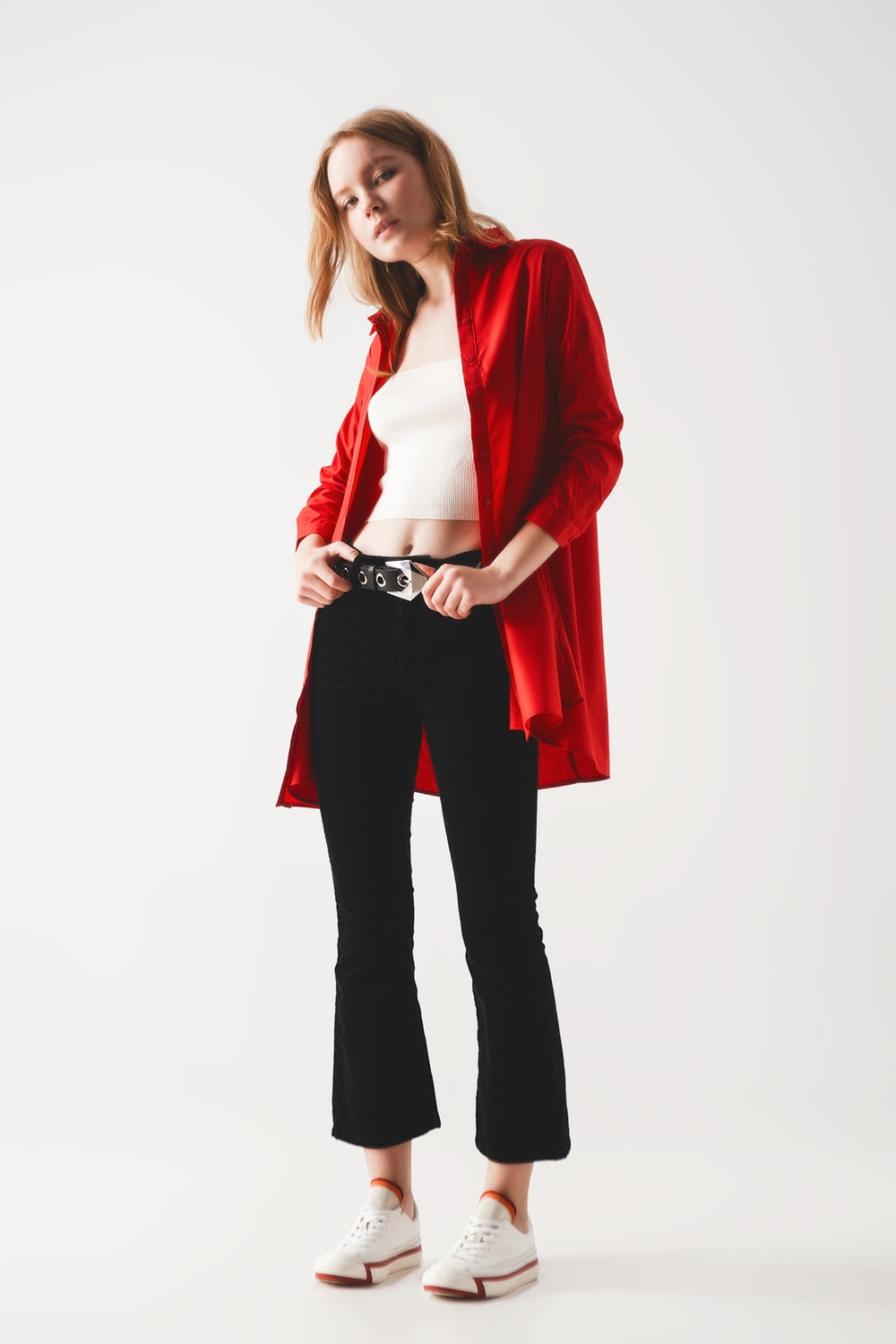Oversized shirt in bold red | Just Cool Beans