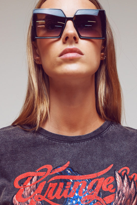 Oversized square sunglasses in black | Just Cool Beans