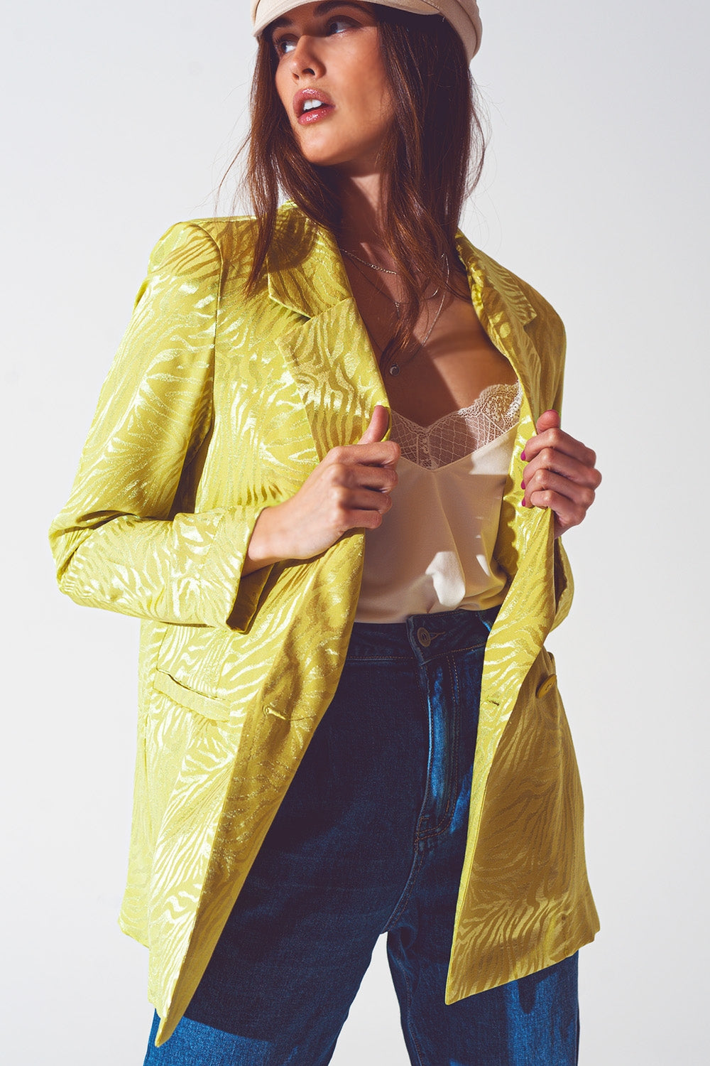 Oversized zebra print blazer in green | Just Cool Beans — coats and jackets | jackets