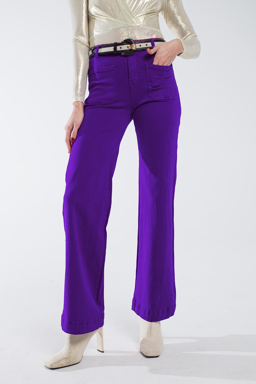 Purple flair jeans with large front pockets | Just Cool Beans — jeans | the denim shop