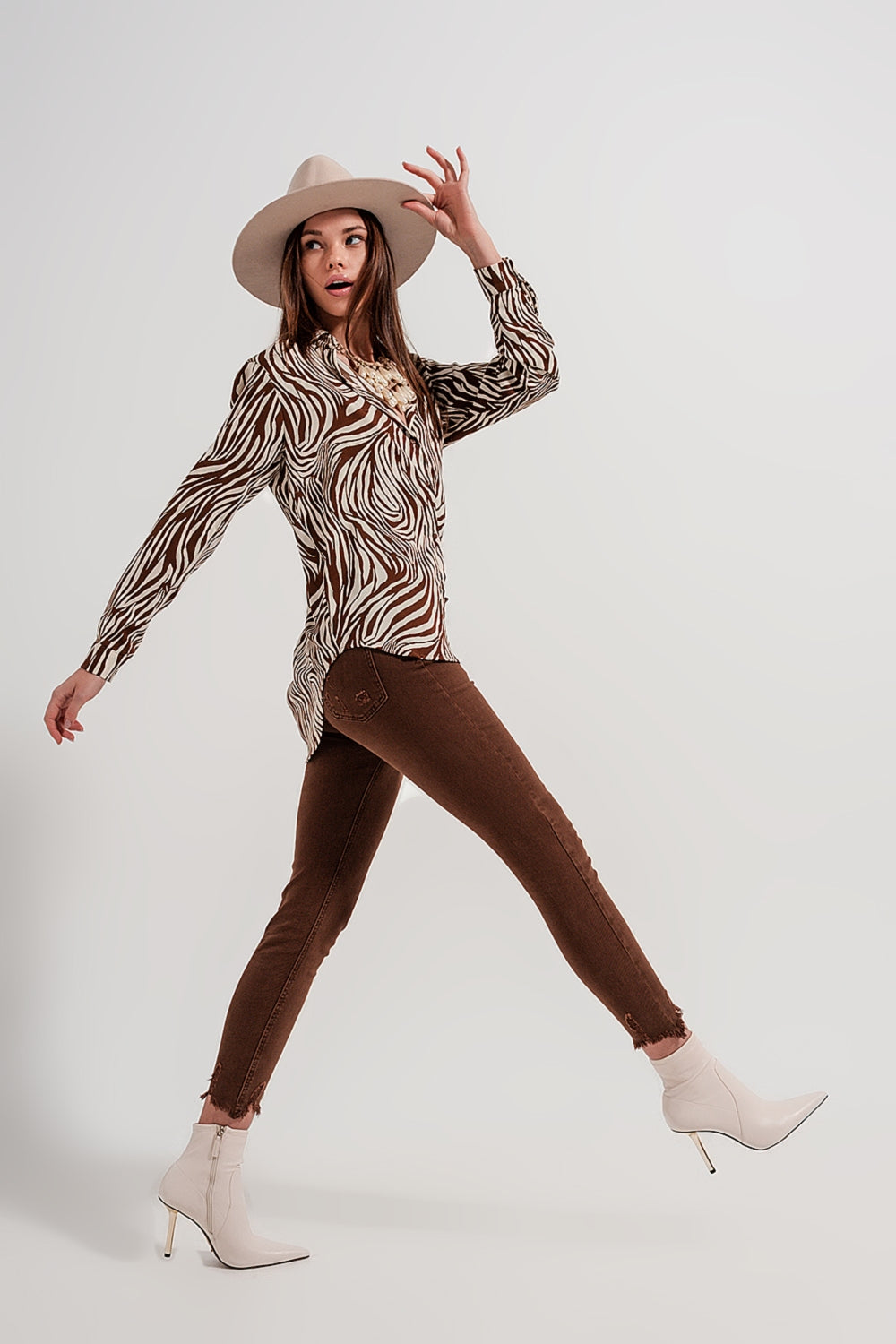 Raw hem skinny jeans in brown | Just Cool Beans — jeans | the denim shop