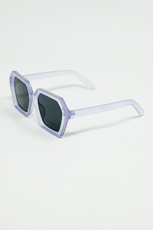 Rectangular sunglasses in purple translucent color | Just Cool Beans