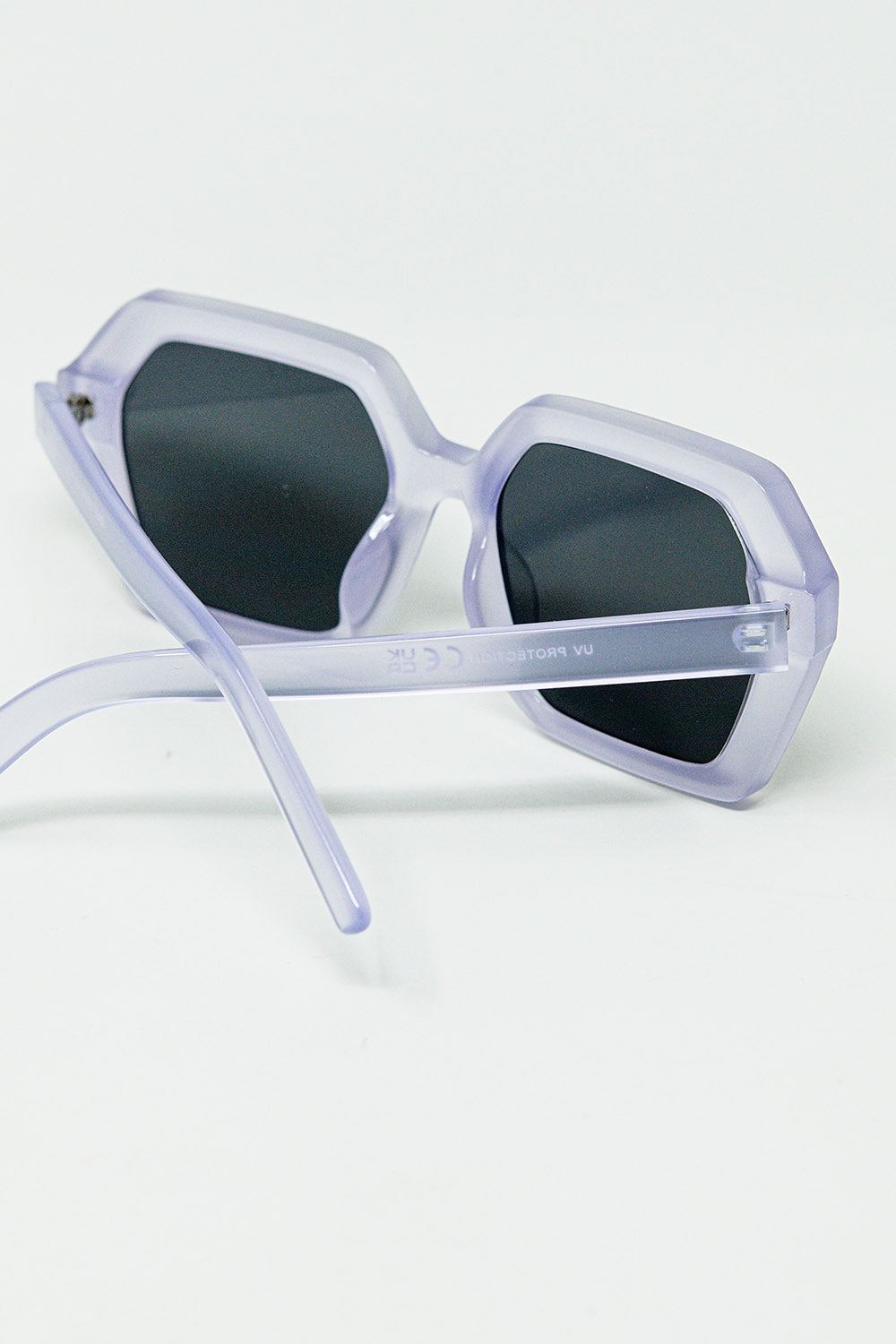 Rectangular sunglasses in purple translucent color | Just Cool Beans