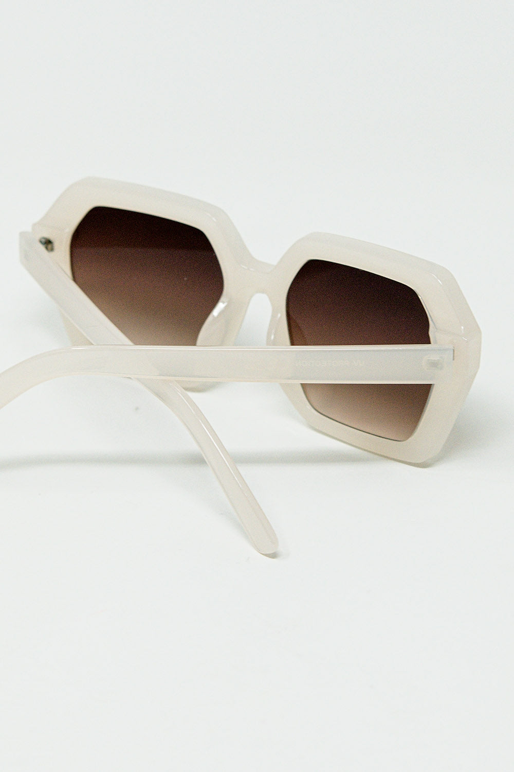 Rectangular sunglasses in white translucent color | Just Cool Beans