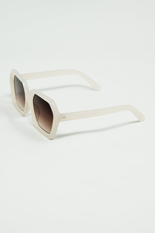 Rectangular sunglasses in white translucent color | Just Cool Beans