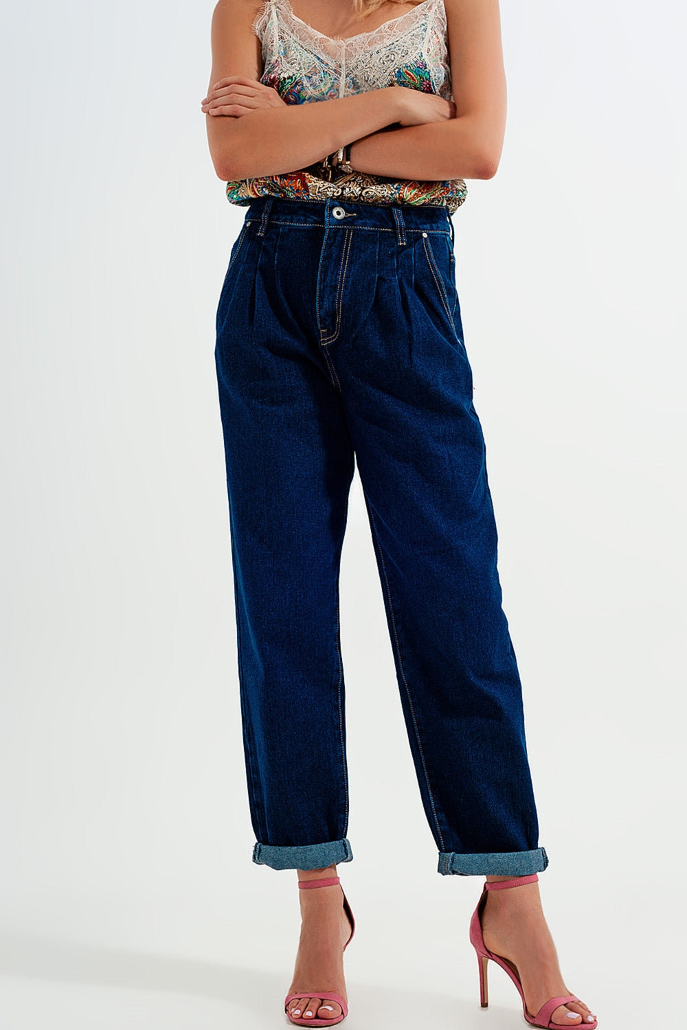Relaxed fit pleat front jeans in dark blue | Just Cool Beans — jeans | relaxed fit | the denim shop