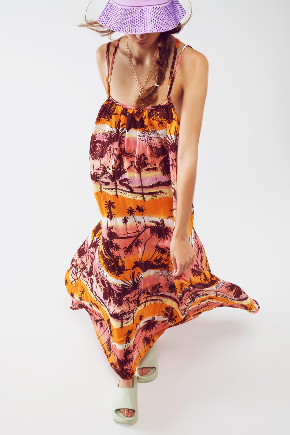 Relaxed open back maxi dress in tropical pink print | Just Cool Beans — dresses