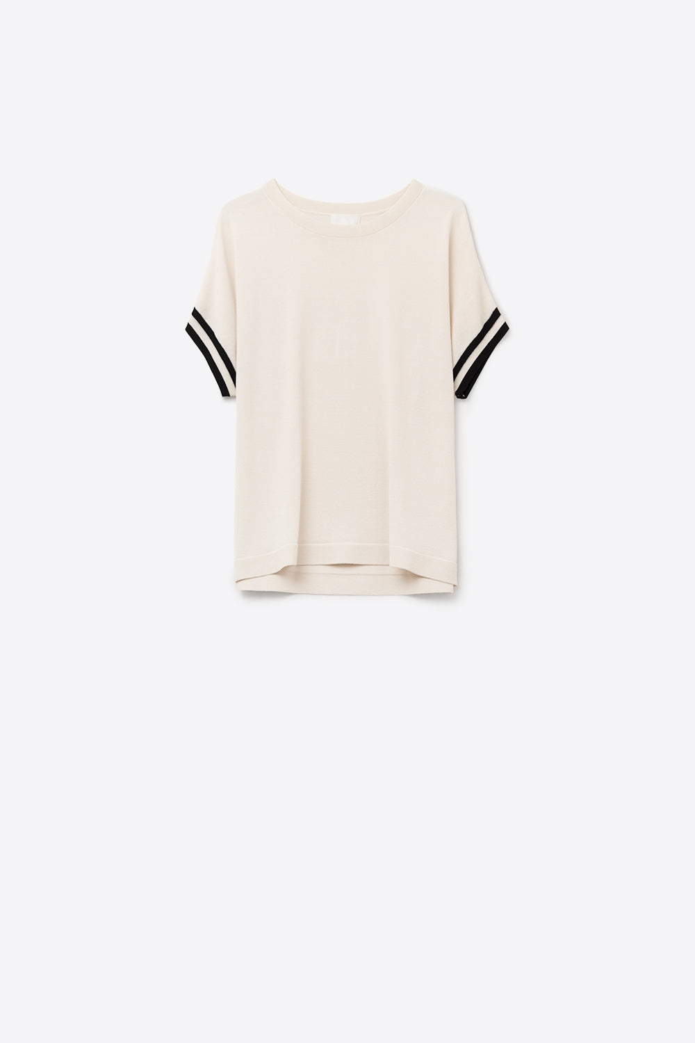 Relaxed sweater in beige with black contrast detail | Just Cool Beans — sweaters | tops