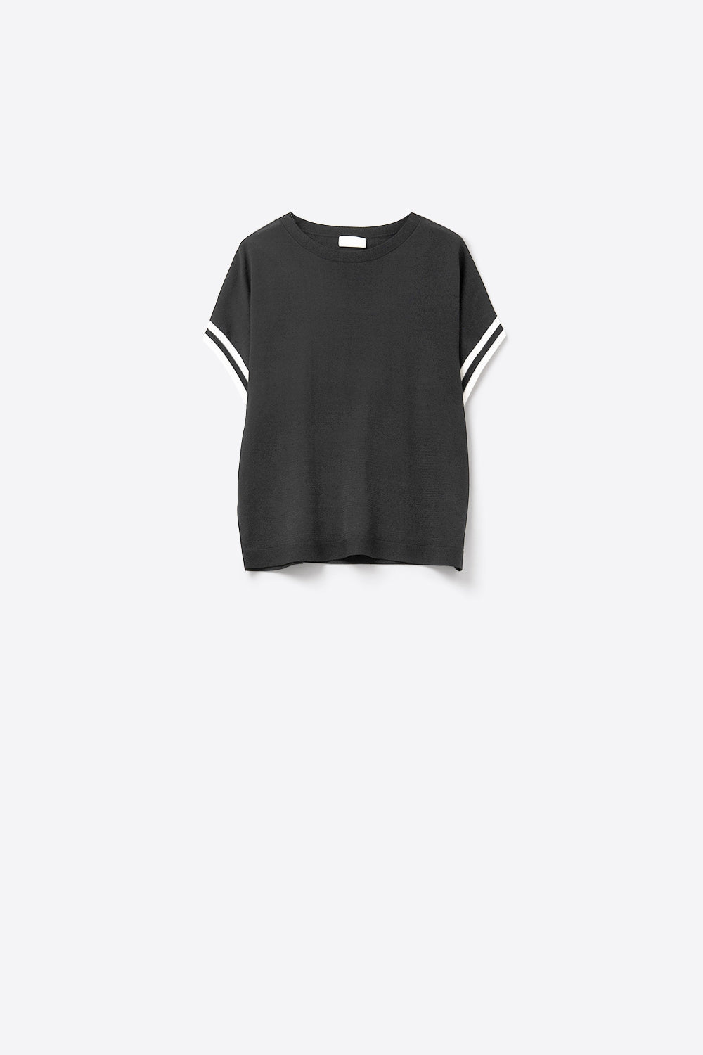 Relaxed sweater in black with white contrast detail | Just Cool Beans — sweaters | tops
