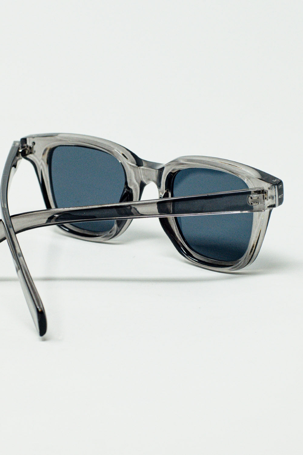 Retro round sunglasses with smoke black lense and transparent gray frame | Just Cool Beans