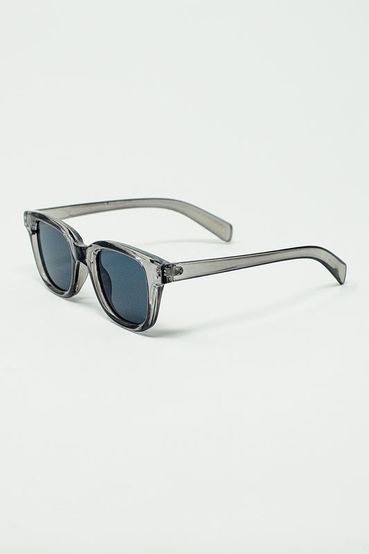 Retro round sunglasses with smoke black lense and transparent gray frame | Just Cool Beans