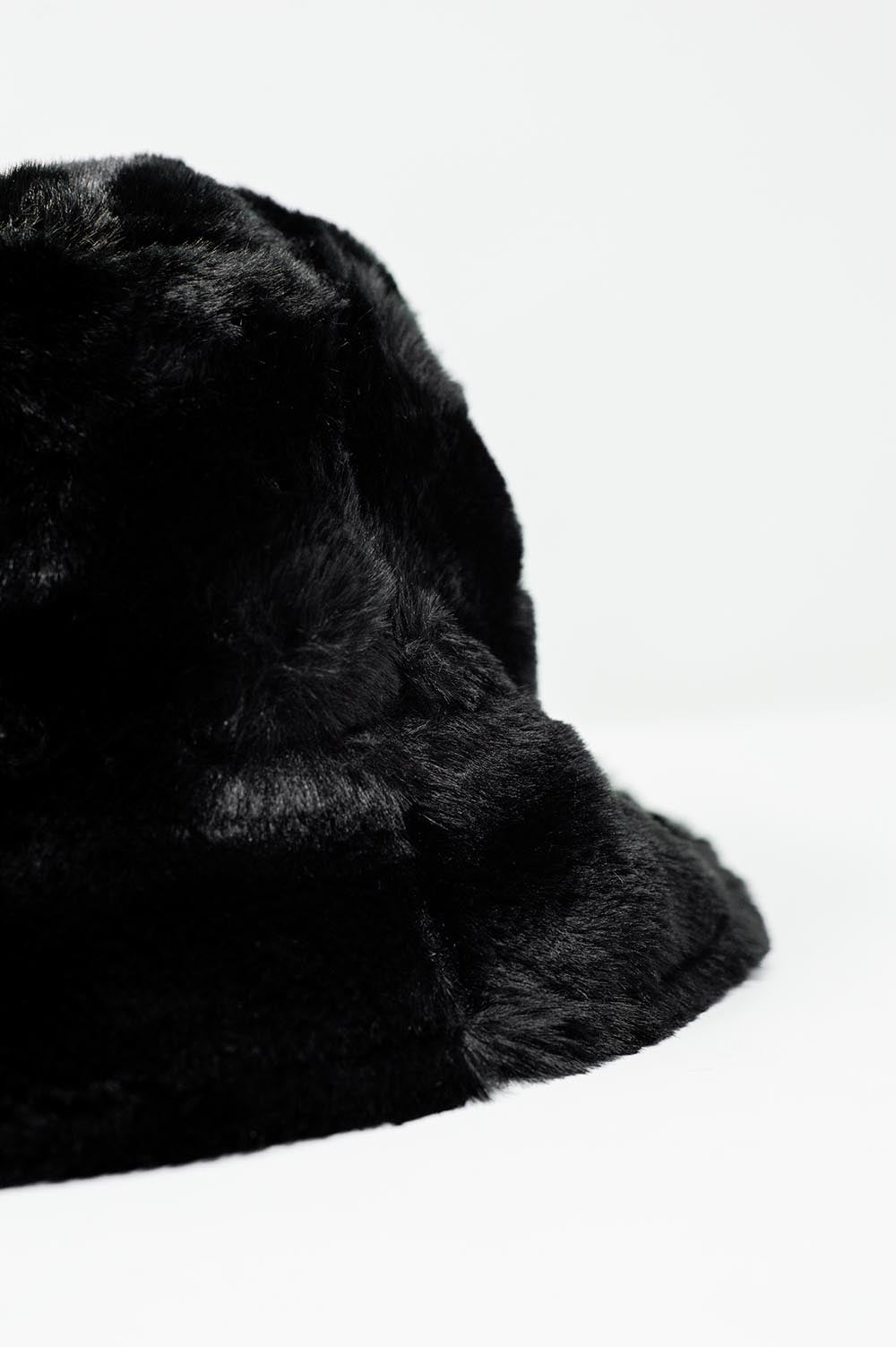 Reversible bucket hat in black with teddy turn up | Just Cool Beans