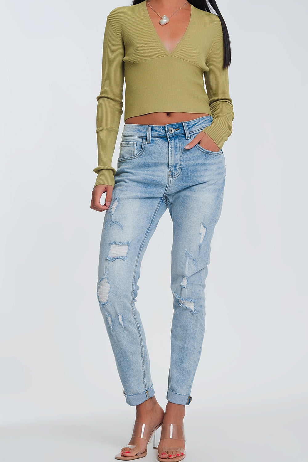 Ripped boyfriend jeans in light denim | Just Cool Beans — jeans | the denim shop